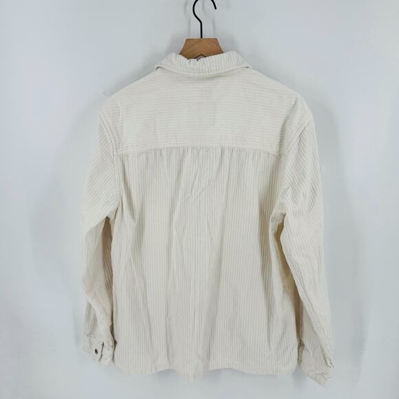 Buffalo David Bitton Beige Corduroy Button Down Shirt Jacket Shacket Size Large - Picture 2 of 8